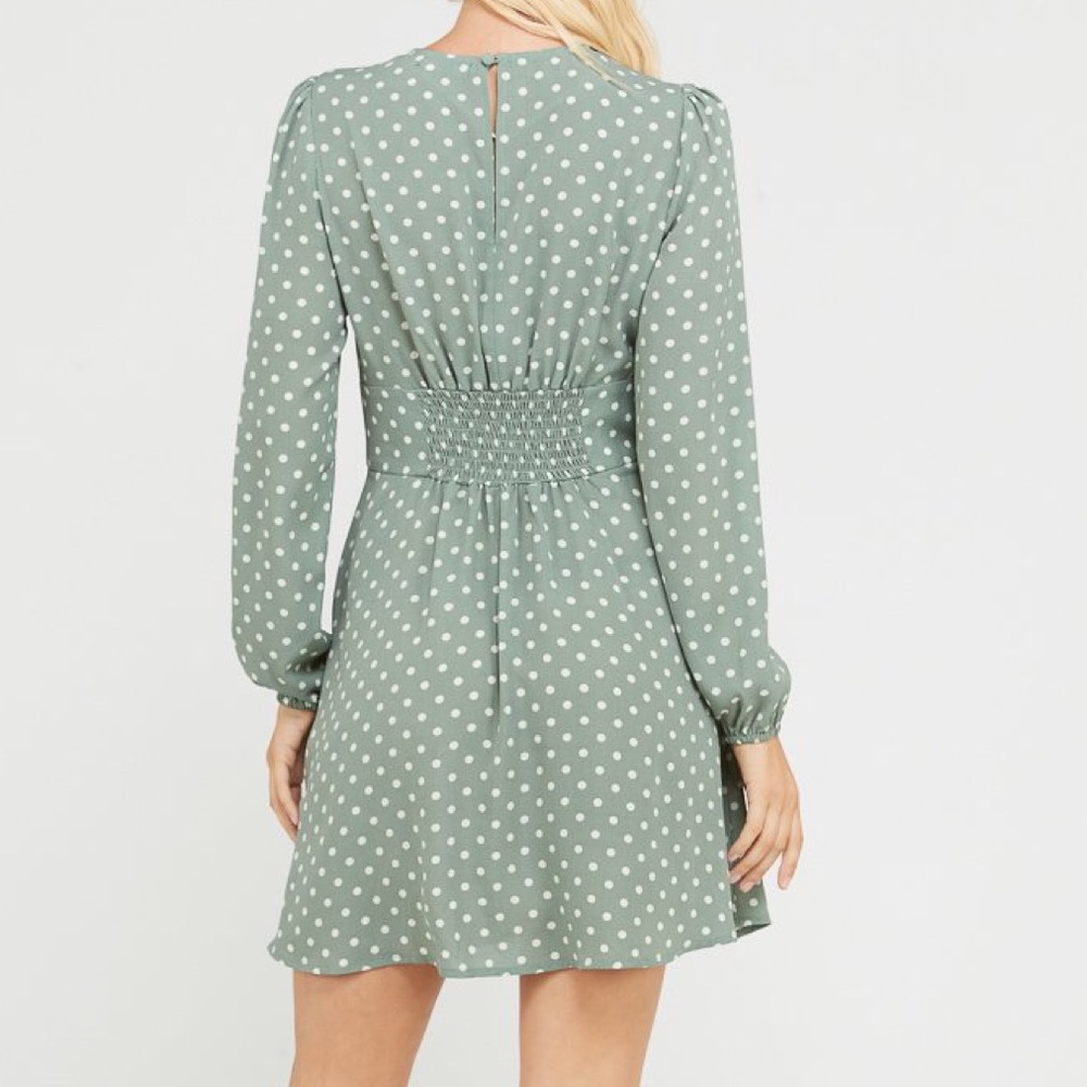 Long Sleeve Empire Waist button front Mini Dress - Picture 7 of 8